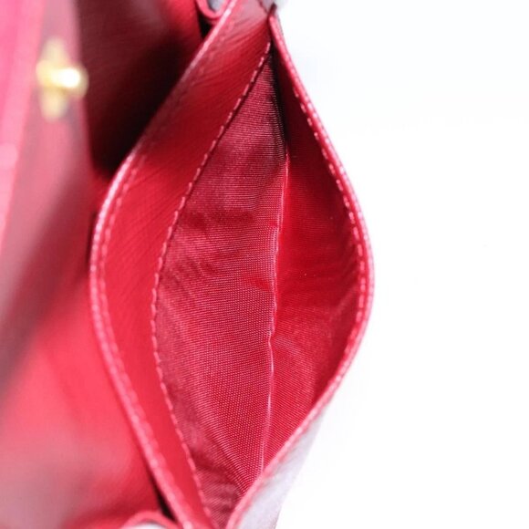 PRADA Card Case Safiano leather Red Gold Auth 140692 - Picture 12 of 16